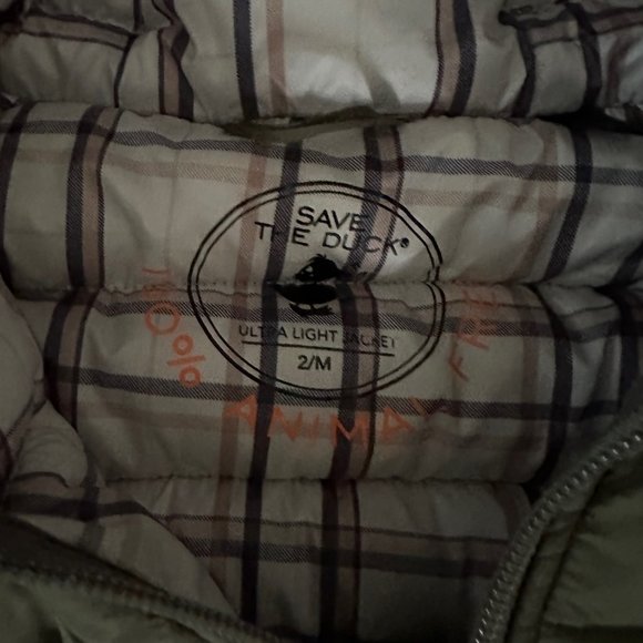 Save the Duck Lightweight Puffer Size 2M Olive Green - Excellent Condition! - Picture 2 of 8